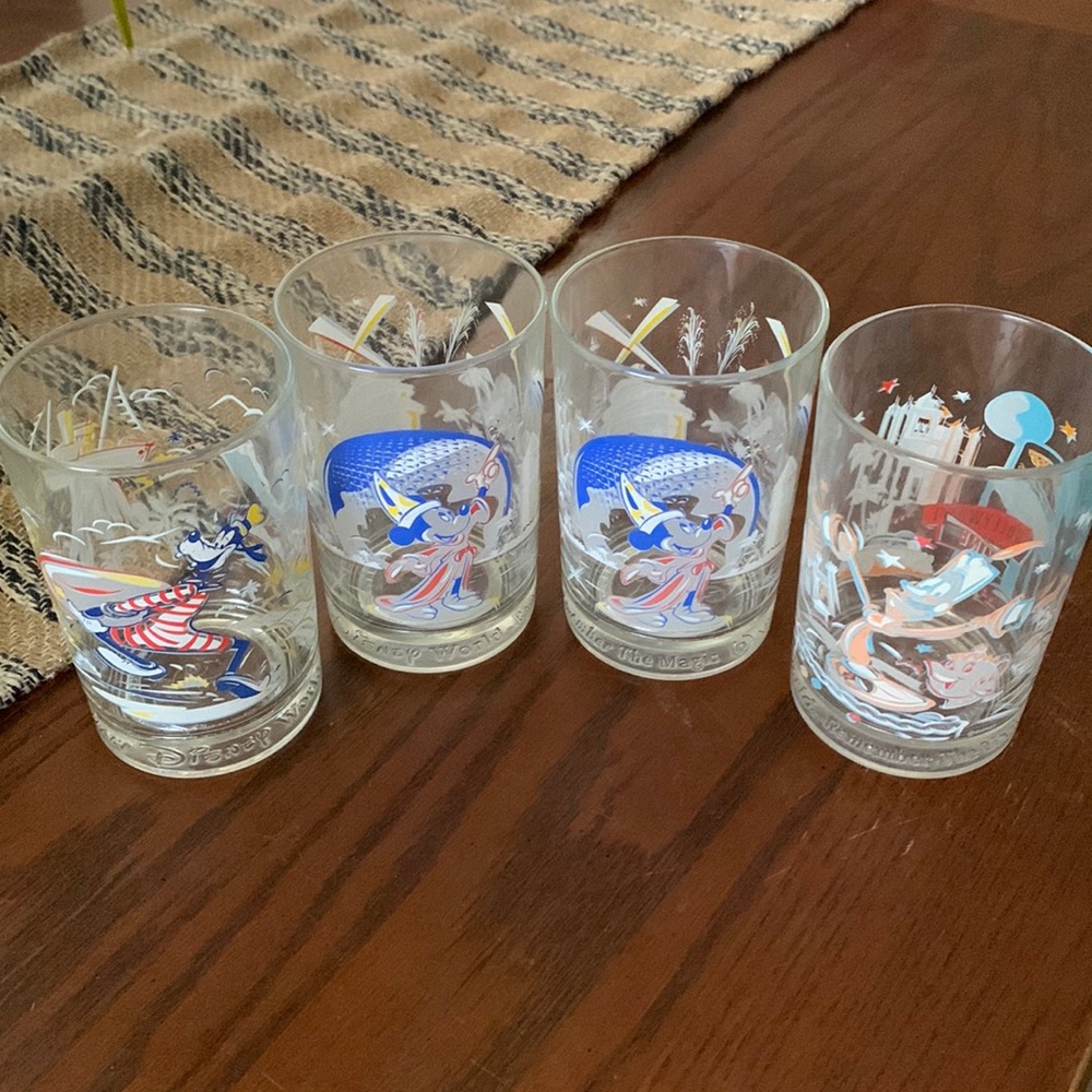 4, 25th anniversary Disney World remember the magic, glasses, with shot glass